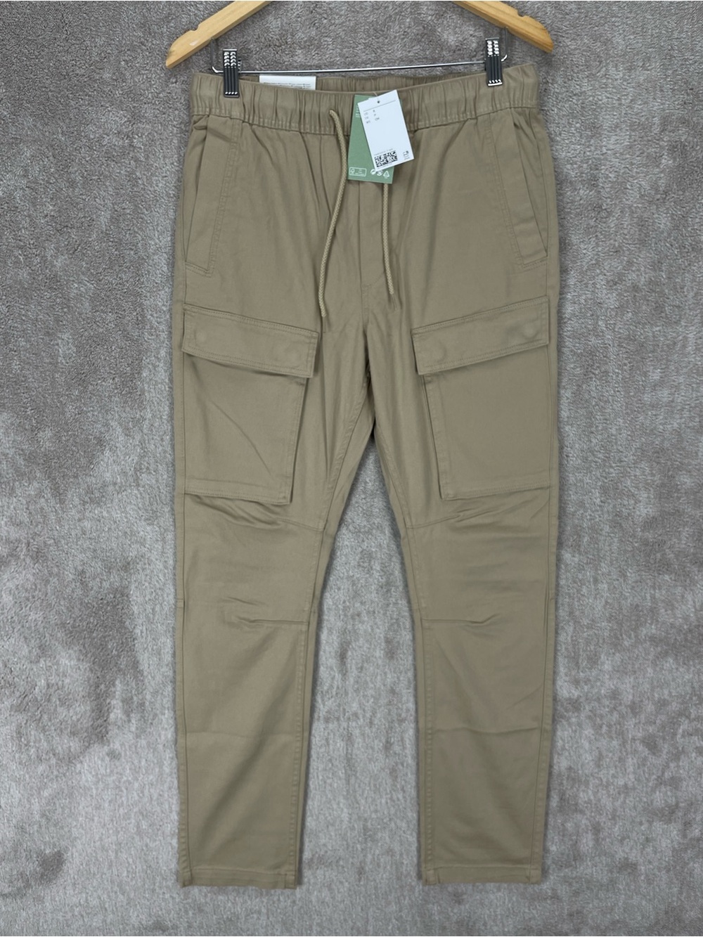 H&M Womens Beige Flat Front Regular Fit Pockets Skinny Leg Cargo Pants Size S